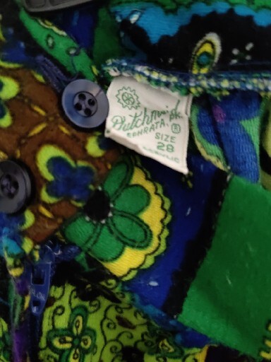 Vtg Dutchmaid Ephrata PA 28 Maxi Skirt 60s Mod Stained Glass Green Blue Yellow