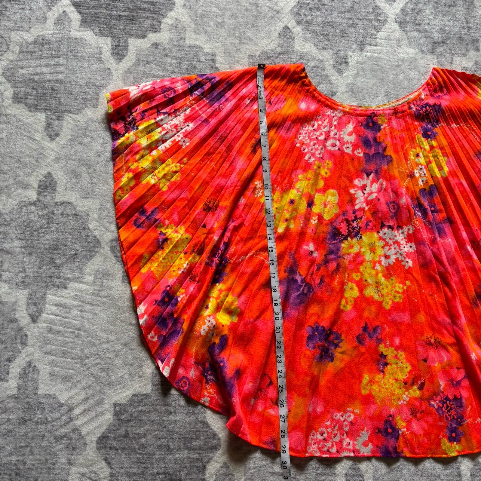 VTG 70’s GREENCASTLE WOMEN’S TUNIC ACCORDION STYLE HIPPIE TOP PLEATED One Size