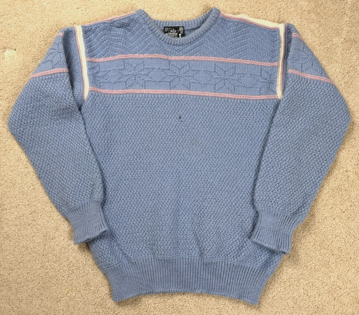 Vintage Oslo Sweater Shop 100% Wool Chunky Knit Grandma Sweater Pastel Unisex XL