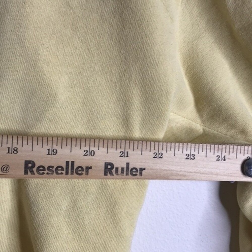 Vtg top stitch yellow sweater embroidere flowers size large made in USA cute 90s