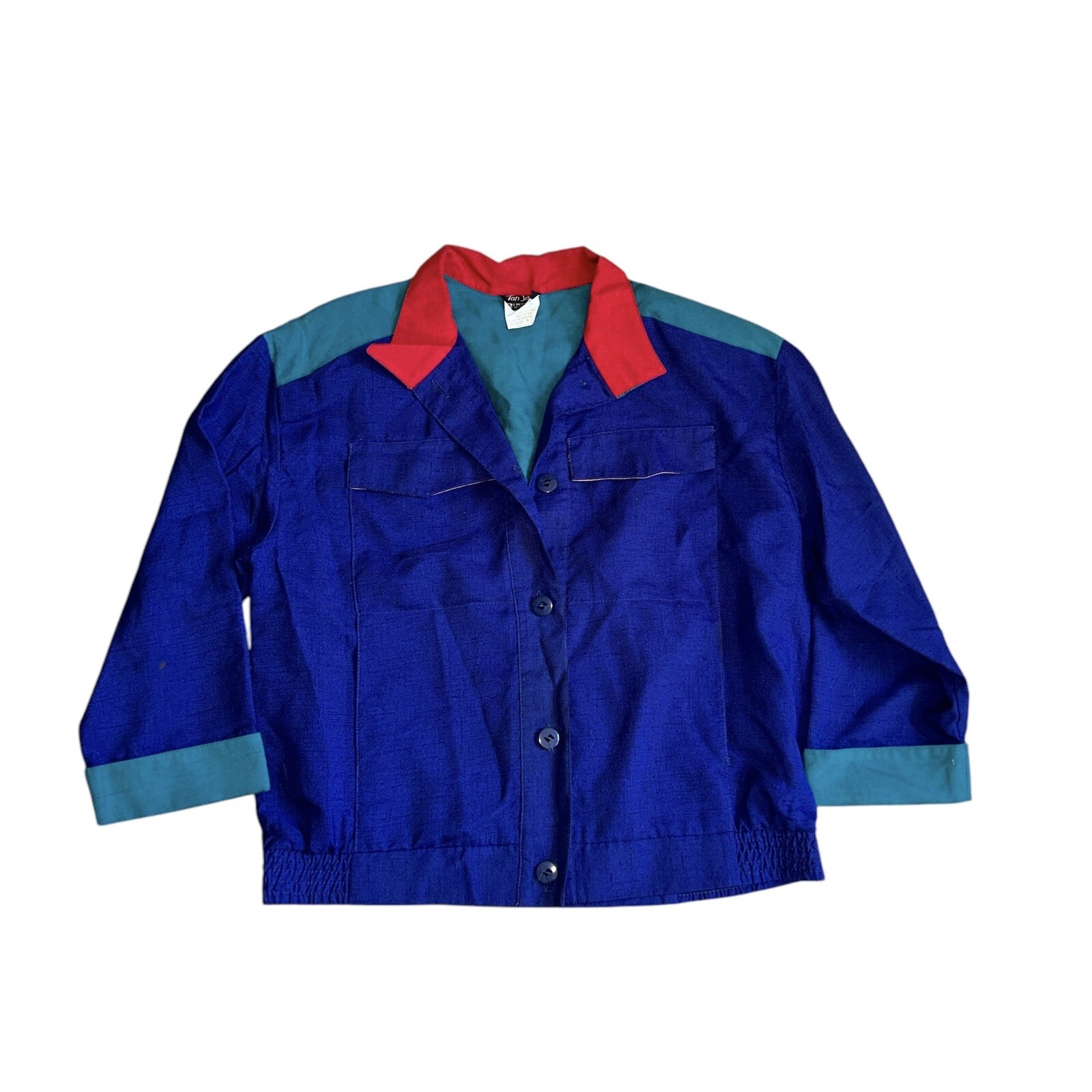 Vintage 80’s Tan Jay Oui Petites Div Of NYGARD Jacket Colorblocked Polyester Sz8