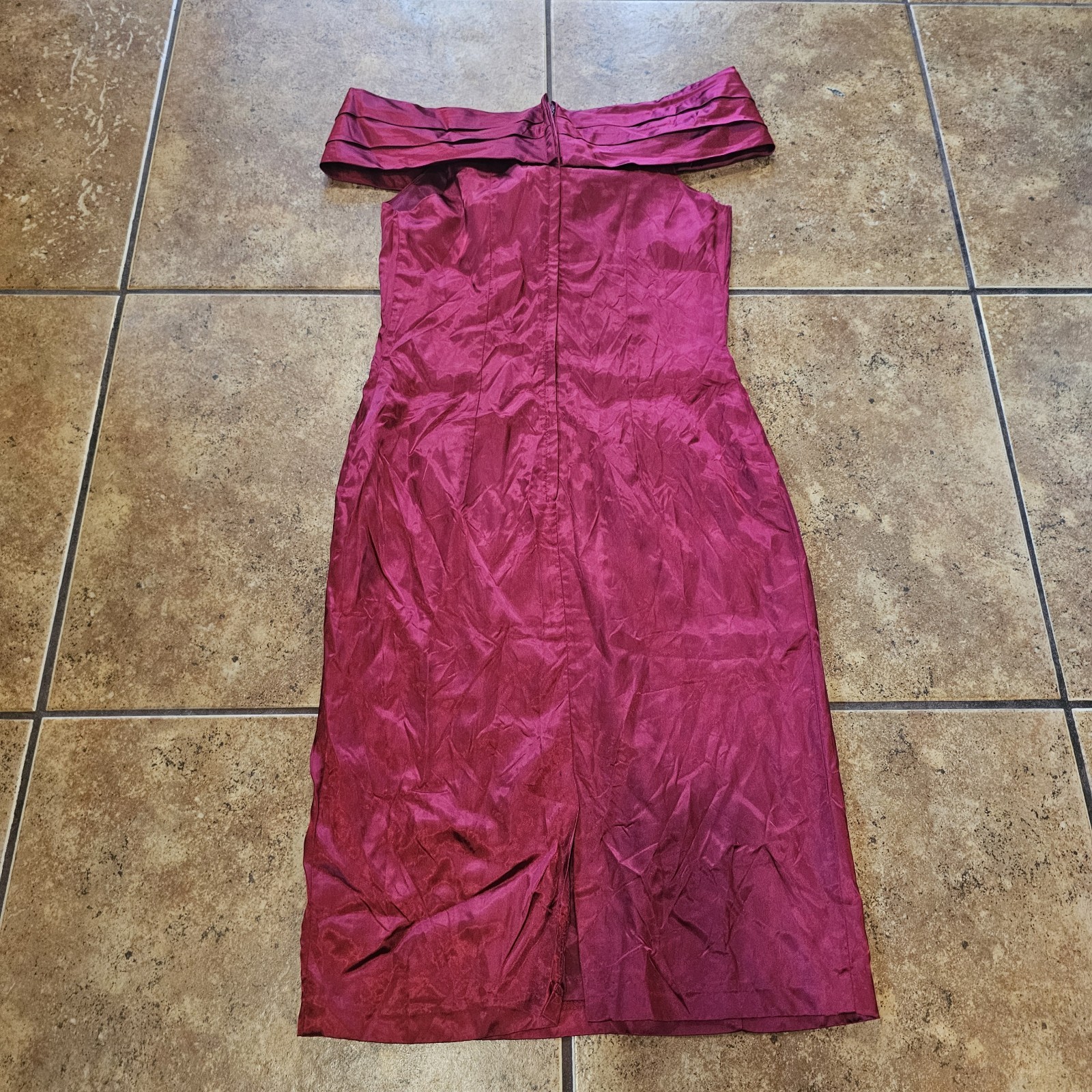 Vintage 80s Midi Dress L.A. Glow Red Acetate Size 9/10