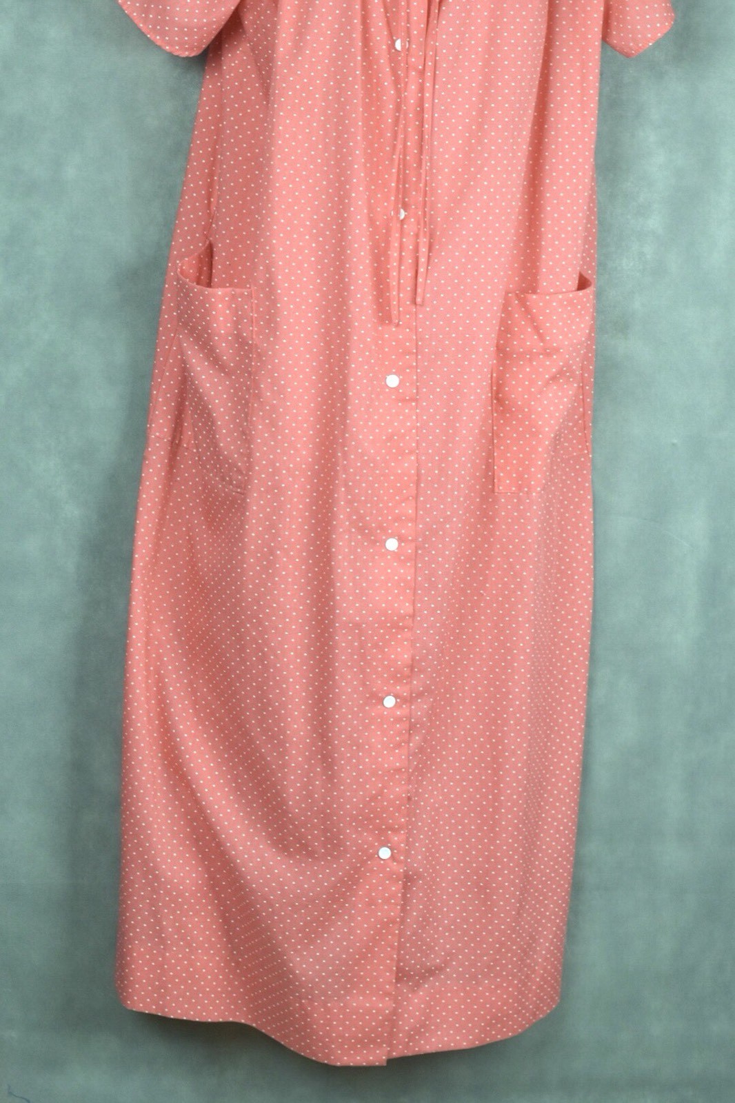 Vtg 70s It’s A Charm Nightgown Pink White Polka Dot Size Medium