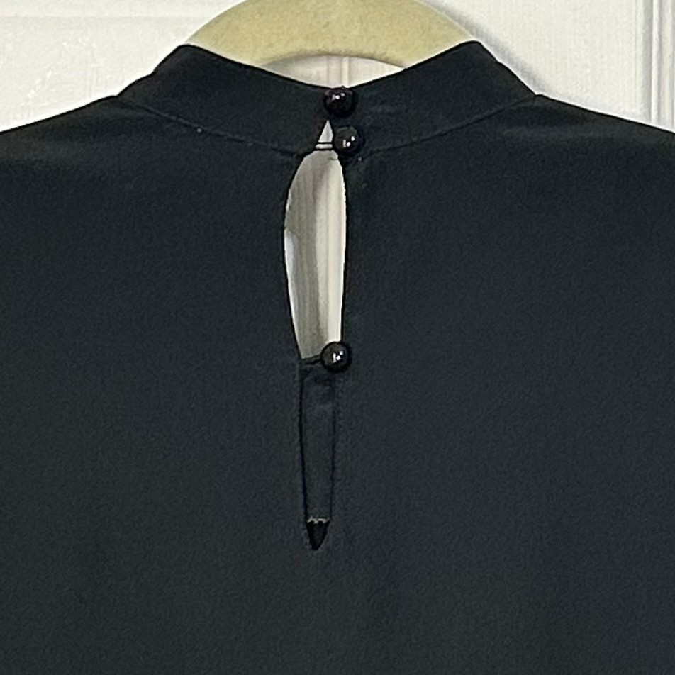 VTG 80s Pierre Cardin Black Tie Neck Drop Waist Pleated Dress Womens Size 10