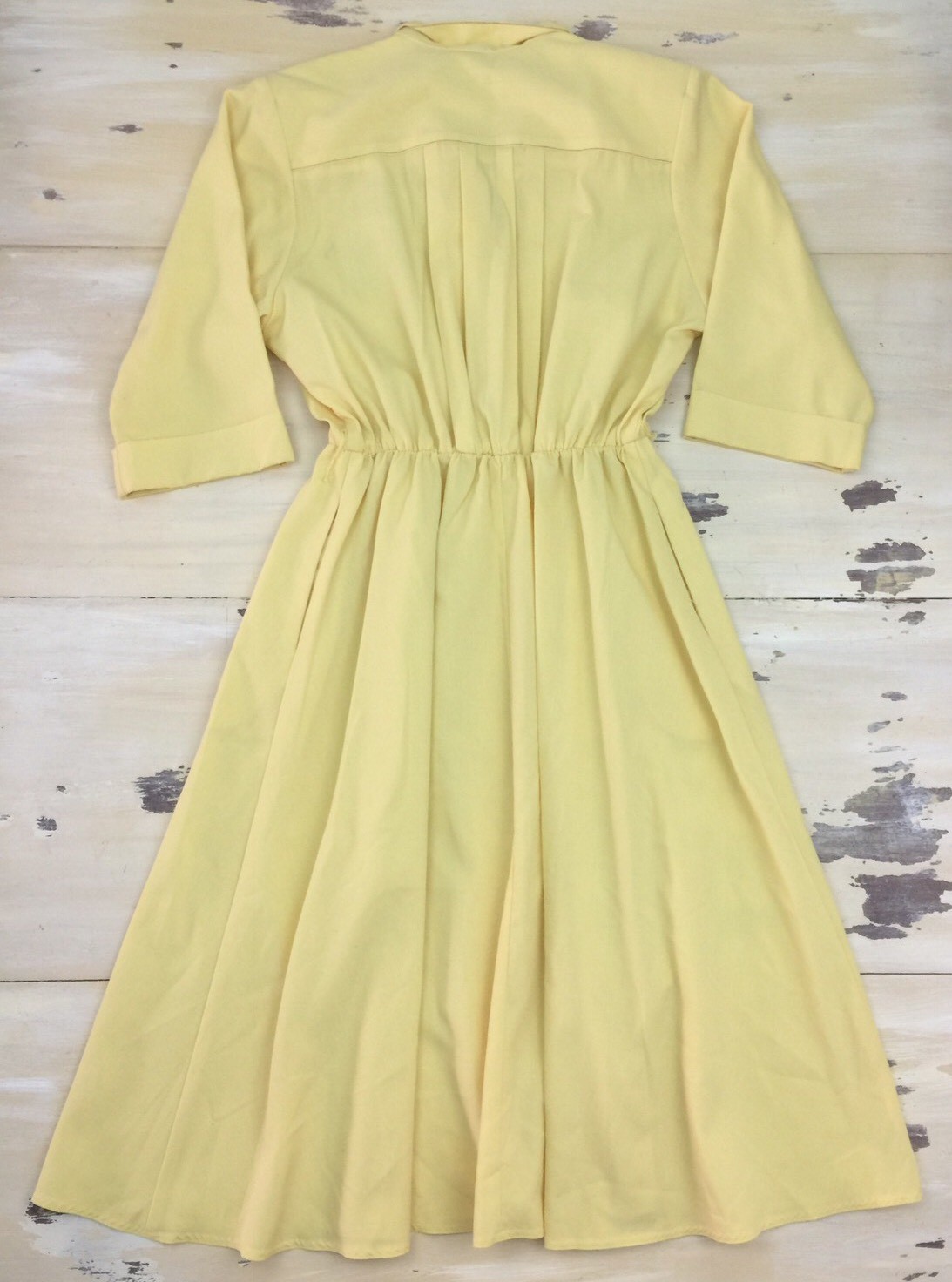 PETITES by WILLI – Vtg 60s Yellow Pin-up Mom Dress, Shoulder Pads, Womens 10 10P