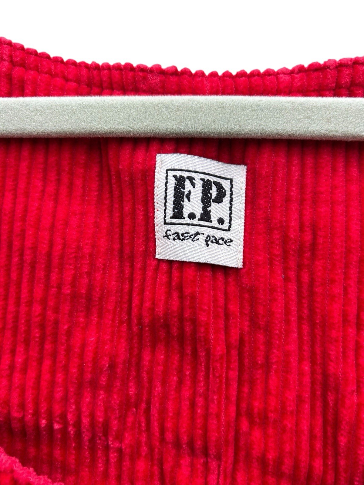 Vintage 90s Fast Pace Corduroy Overall Dress Large Red Pockets Y2K EUC