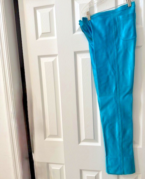 Vintage Bojeangles Skin-Ease Neon Blue Lycra Spandex Disco Pants Sz 7/8
