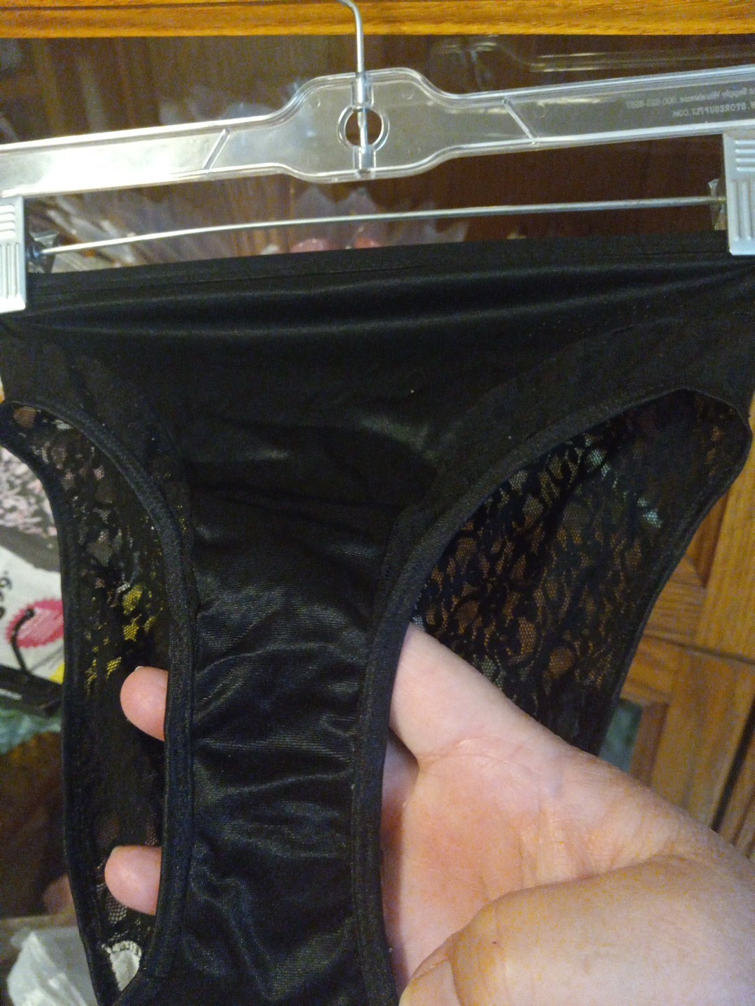 Vintage Super Skin Tight Nylon Lycra Black Glossy And Lace Panty Dance Panties