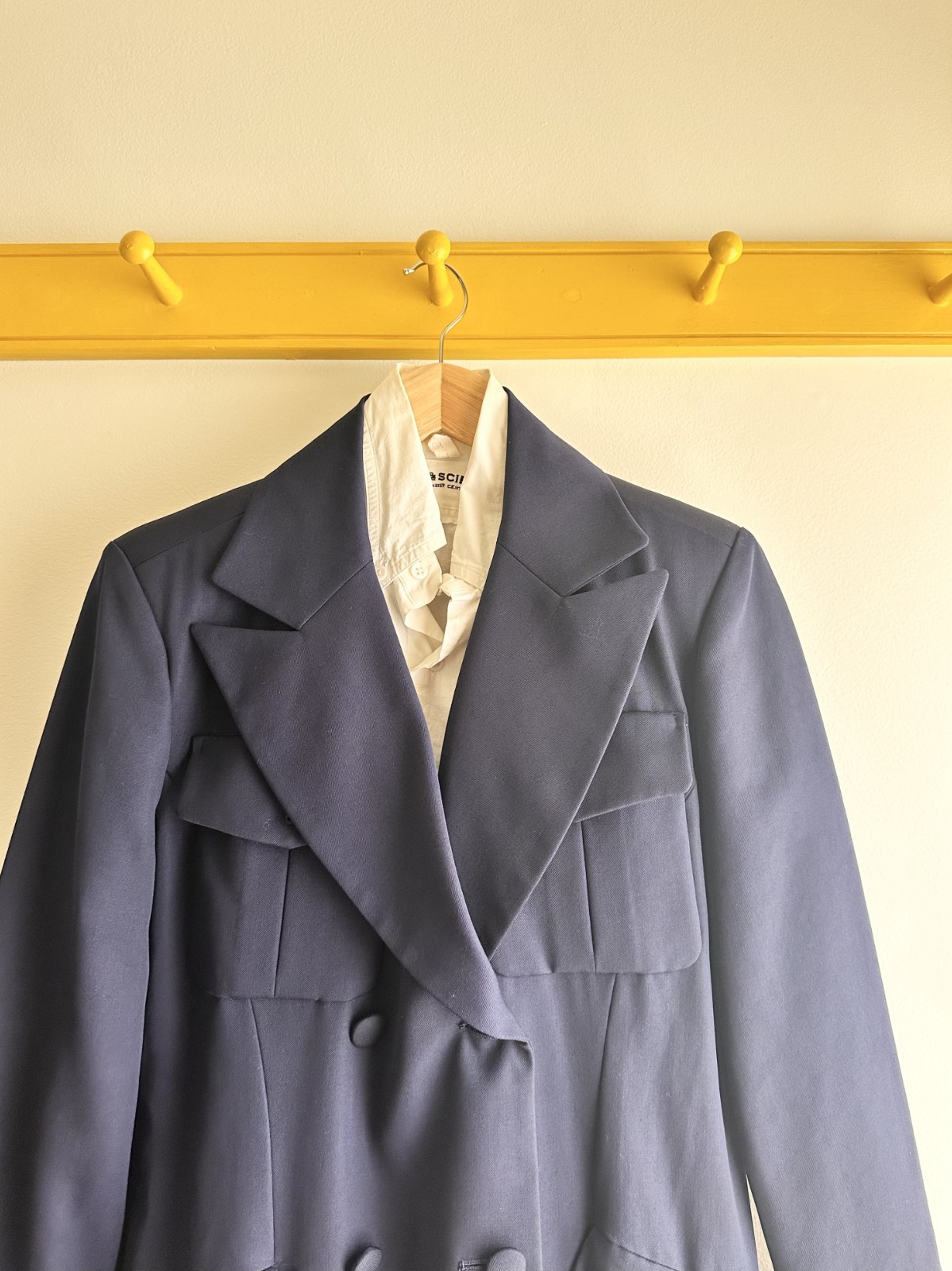 ISSEY MIYAKE I.S. Sport vintage 90s navy wool twill suiting trench suit dress