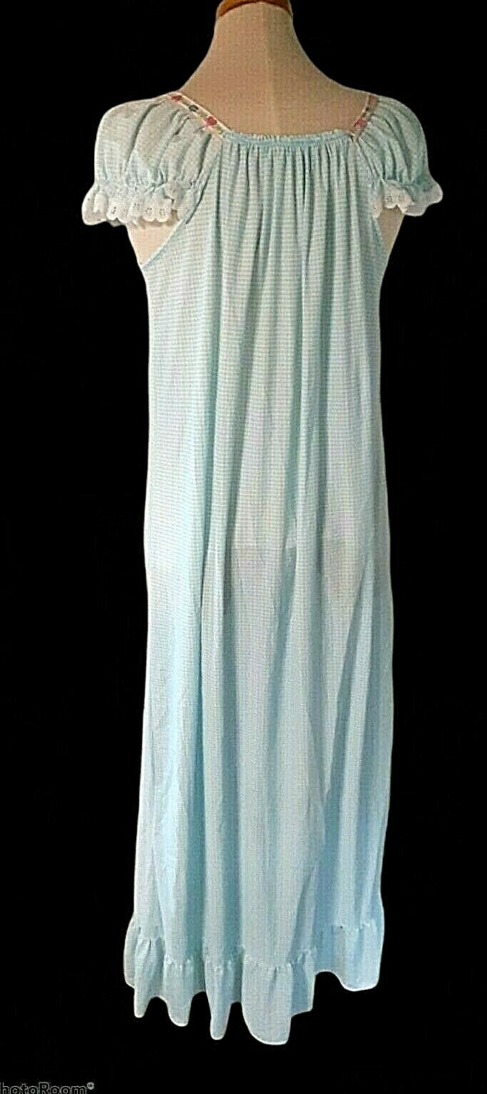 42″ underarm Jennifer Dale 1970s vintage nightgown Nylon Gingham Hippi Country