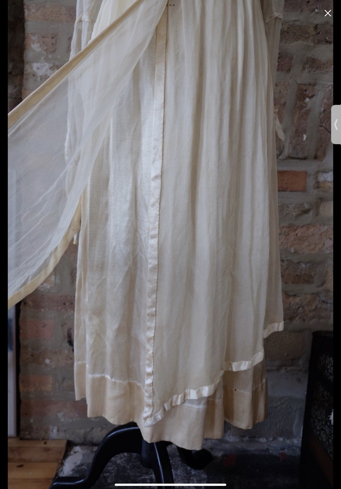 Antique Edwardian Ivory Silk Prairie Dress Empire Waist Cottagecore
