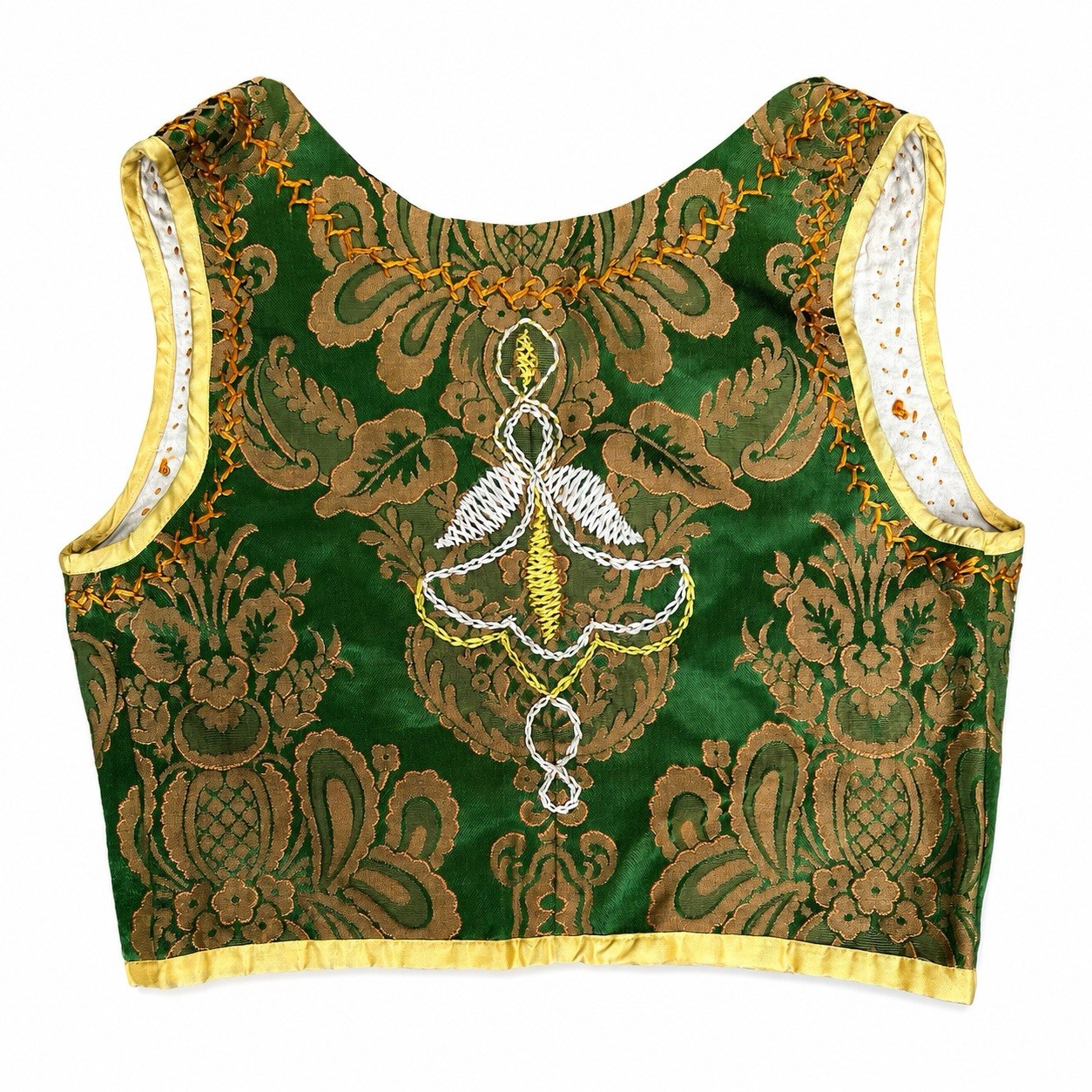 Antique Circa 1900 Central European Folk Costume Brocade Women’s Bodice Vest S