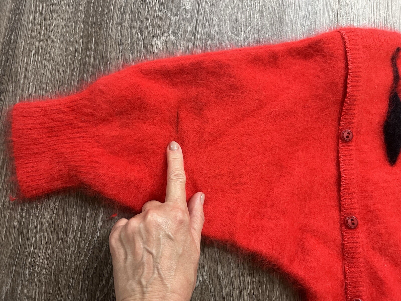 Vintage Dolman Sleeves Red Angora Sweater Big Star, Korea. So 1980s! Soft Fuzzy