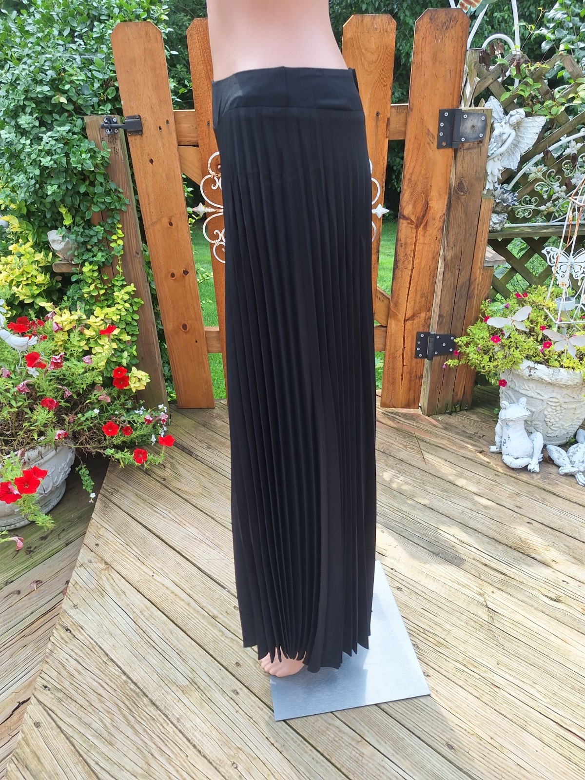 True VTG Mid-century Mod 1970s Accordion Knife Pleat Wide Leg Palazzo Pants S/M