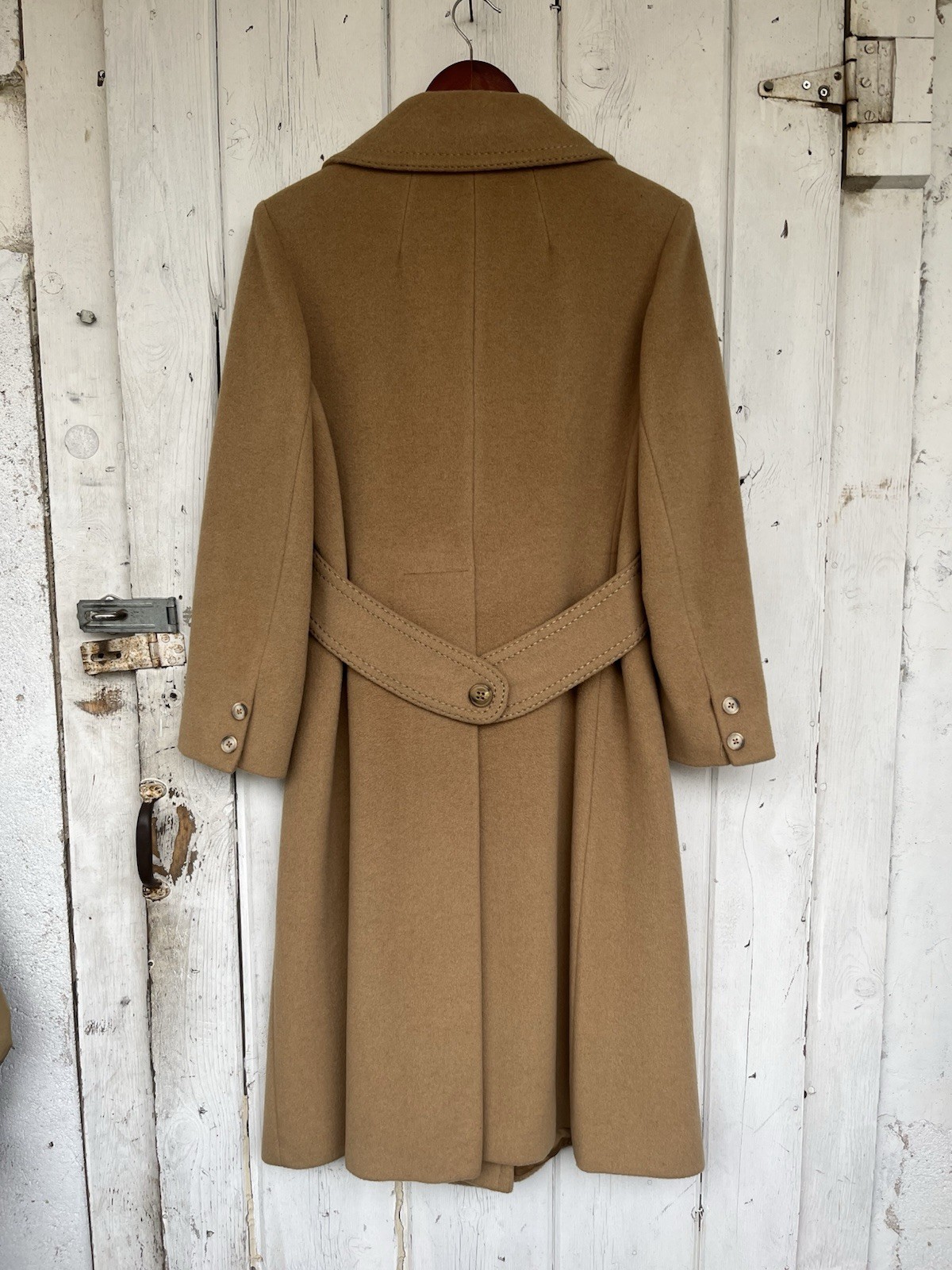 Vintage Carlisle Couture Imports Camel Hair Wool Double Breast Knee Length Coat