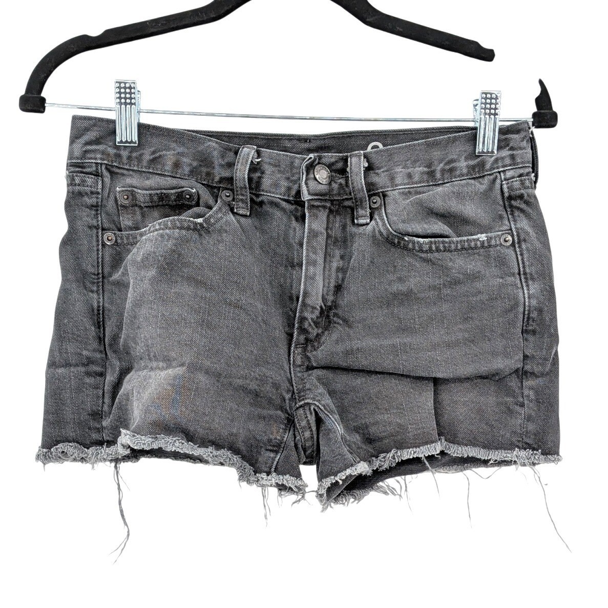 Gap 1969 Black Cutoff Denim Shorts 24 Slim Distressed Grunge