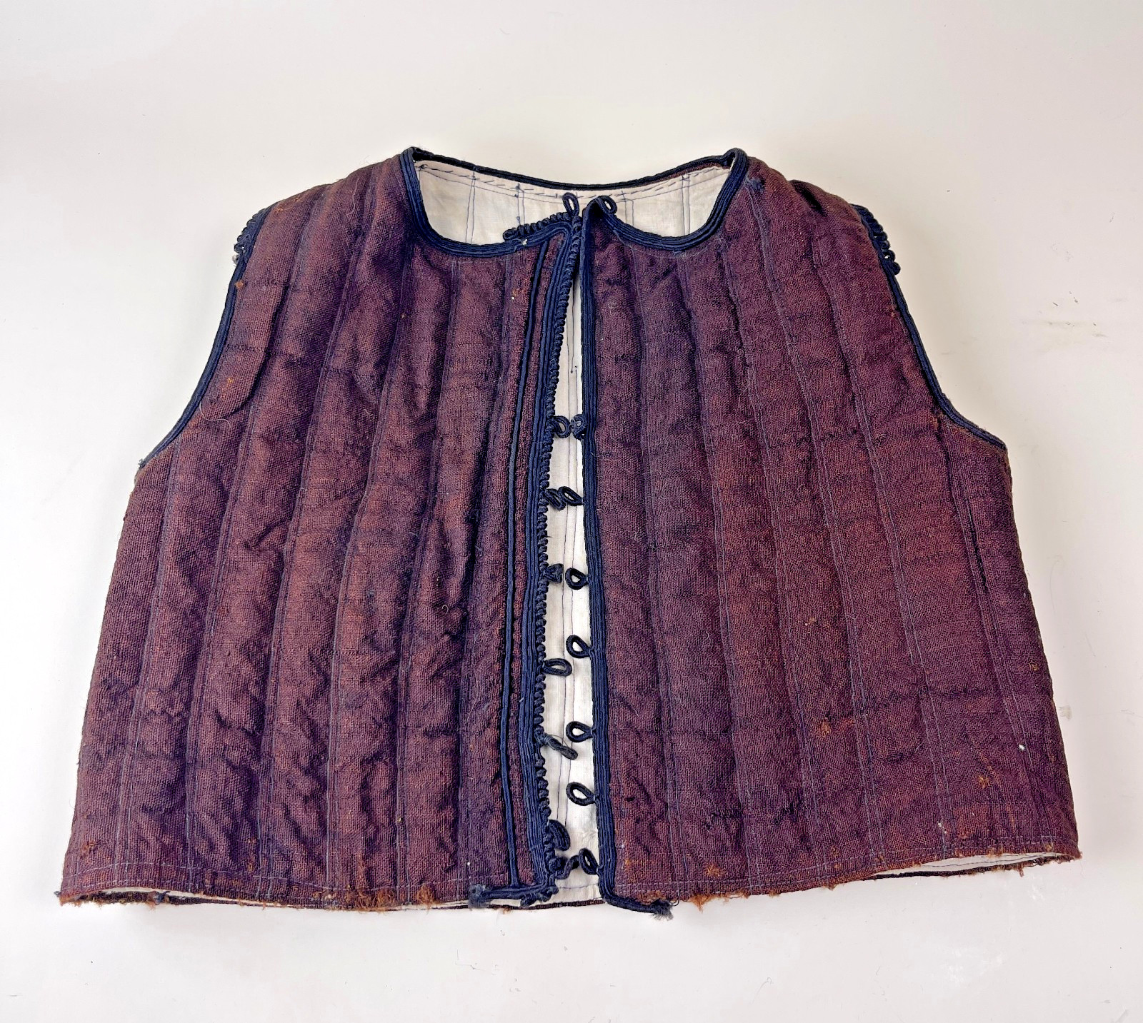 Antique Eastern European Homespun Folk Vest Hand Quilted Rustic Textile XS