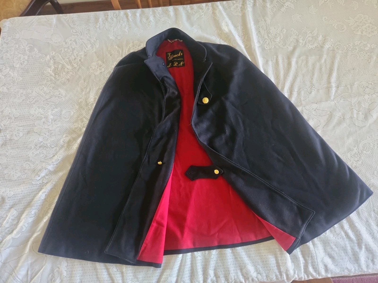 Vintage Antique Brucks Nurse Nursing Cape Cloak WWII 1940’s Era Blue Red
