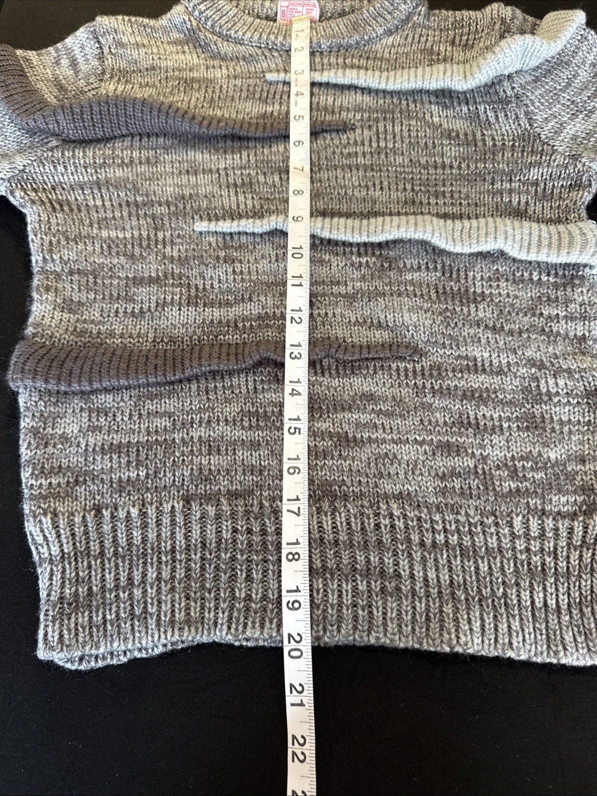 Vintage 80s Born Free 3D Wave Knit Sweater Size S/M Gray Chunky Ribbed Korea