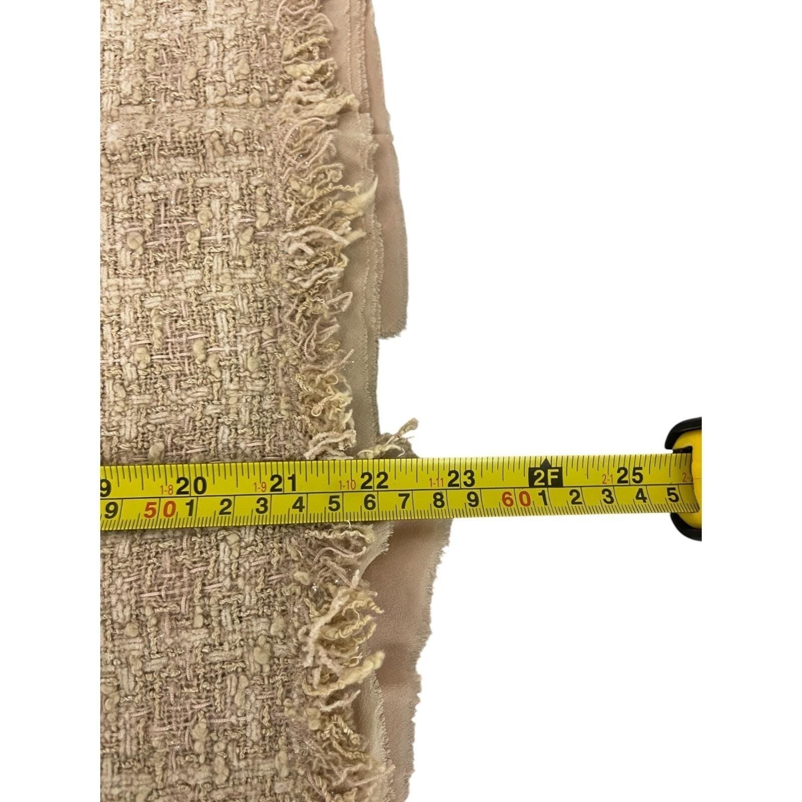Vtg Tweed Skirt Fringe Hem CareerWear Neutral Professional 12 Teri Jon Sparkly