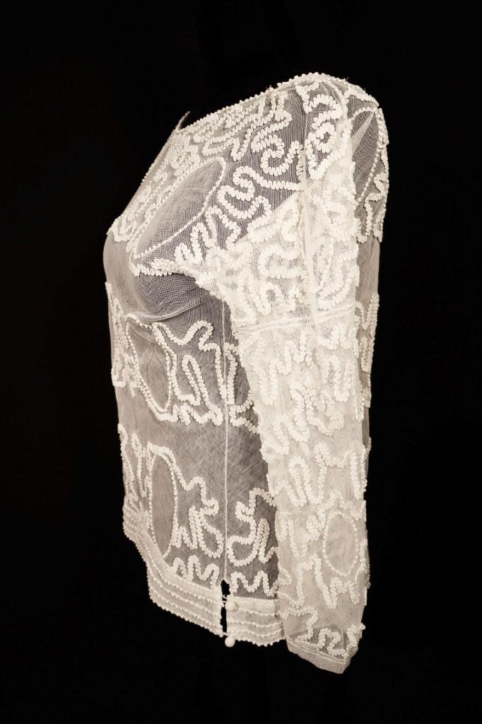 Antique French Cream Cotton Lace 1920’s Blouse Size Med 36″ Bust Exc Condition