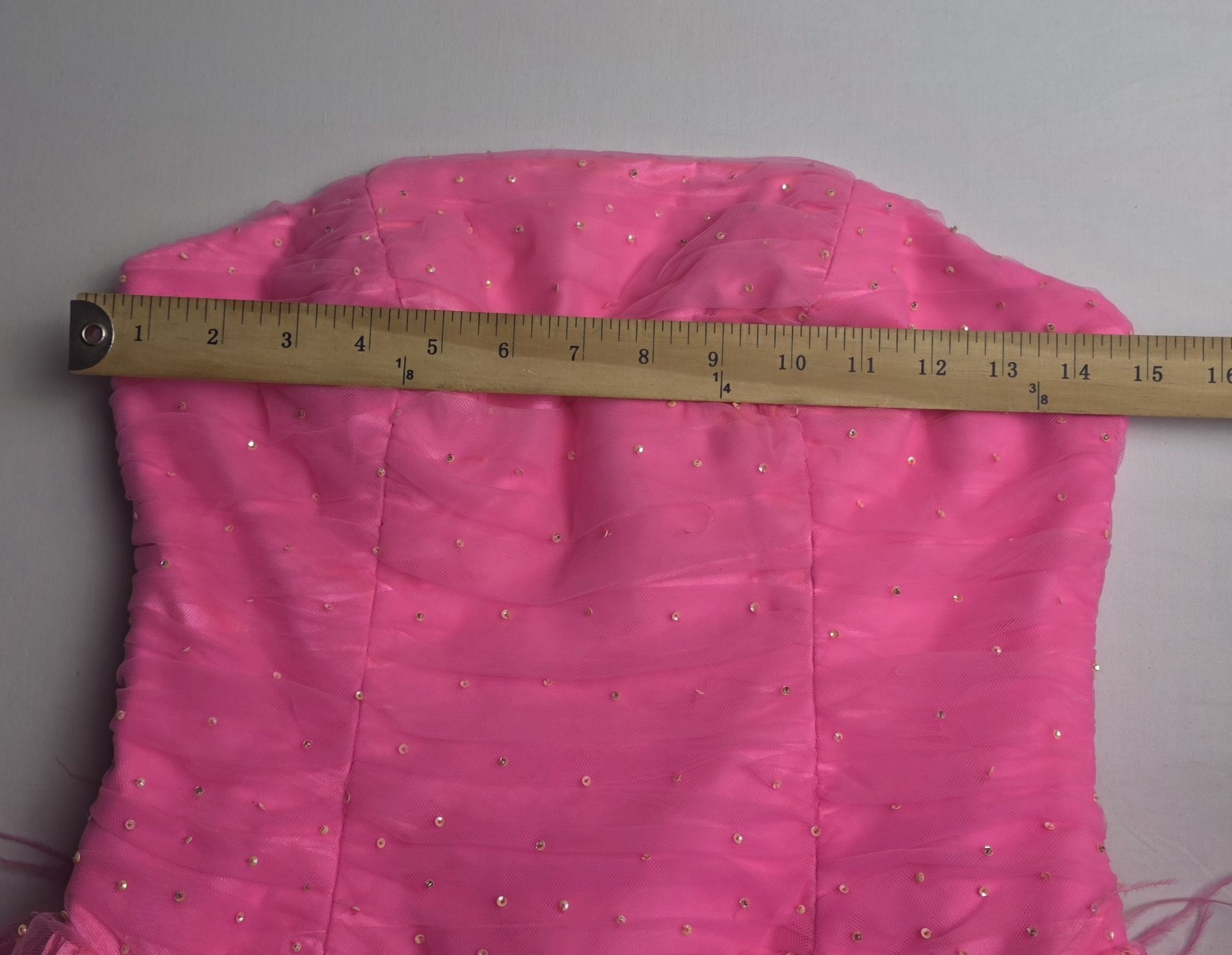 Vtg 80s Alyce Designs Strapless Ruched Bodice Mini Dress Women 6 Barbiecore Glam