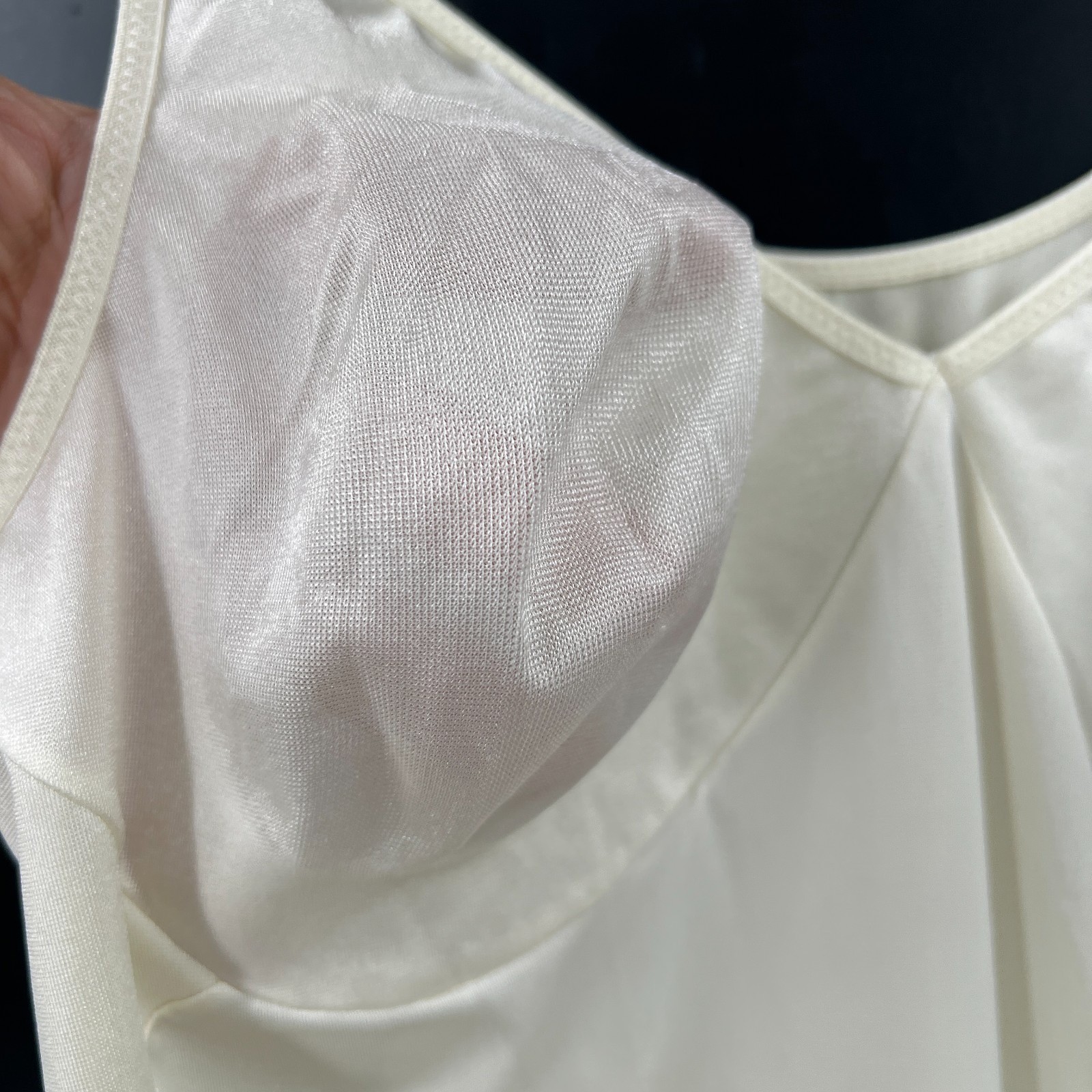 Vanity Fair full slip dress ivory 100% nylon nightgown pin-up 38 32″/44
