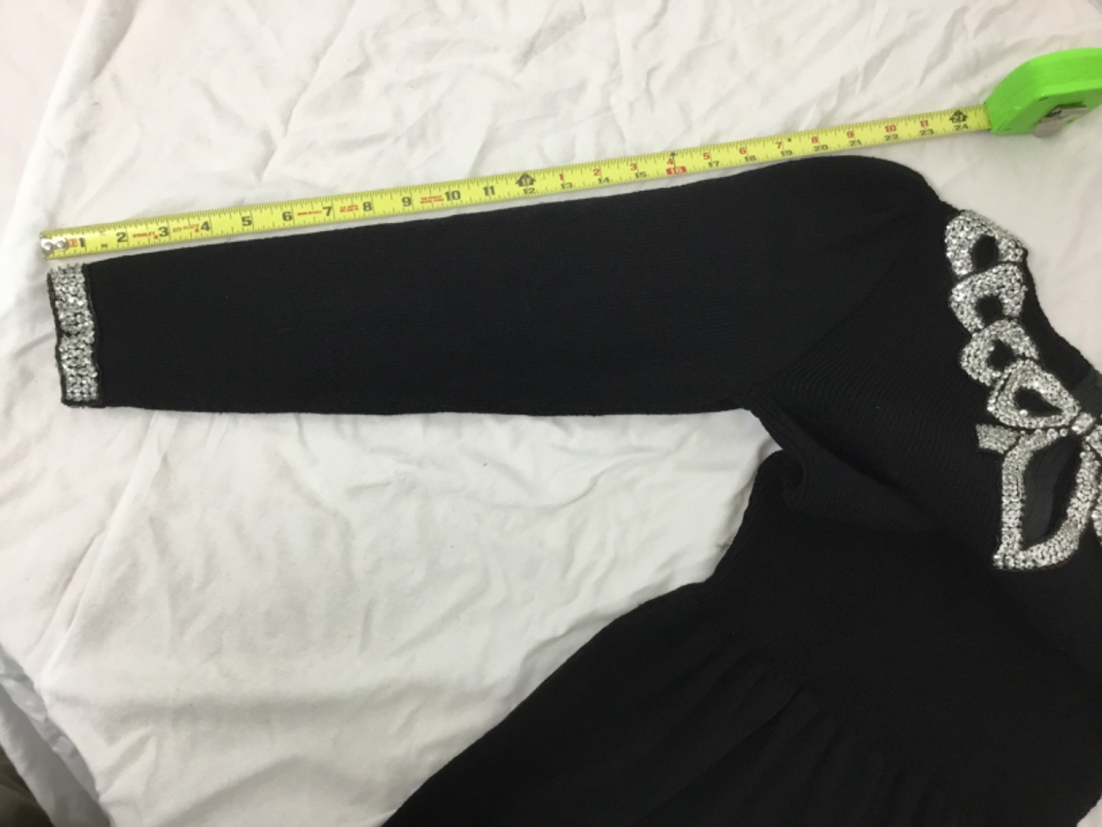 Don Sayres for Wellmore, Black Sweater Dress, Rhinestones, Sz 10, (SR549)