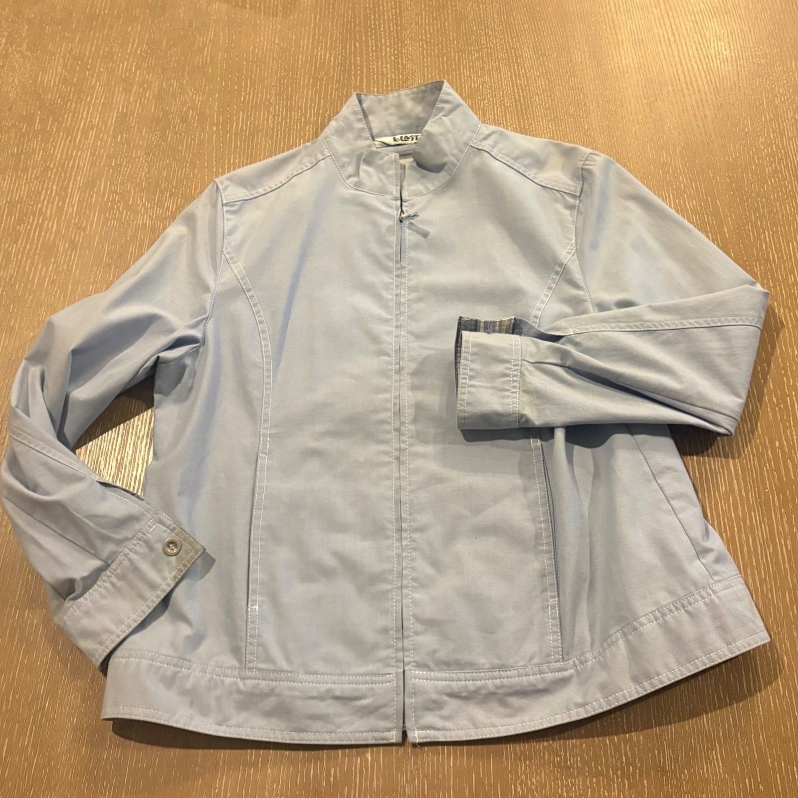 Vintage BLAST Womens Size 16 Light Blue Jacket Pants Set Casual 2 Piece Retro