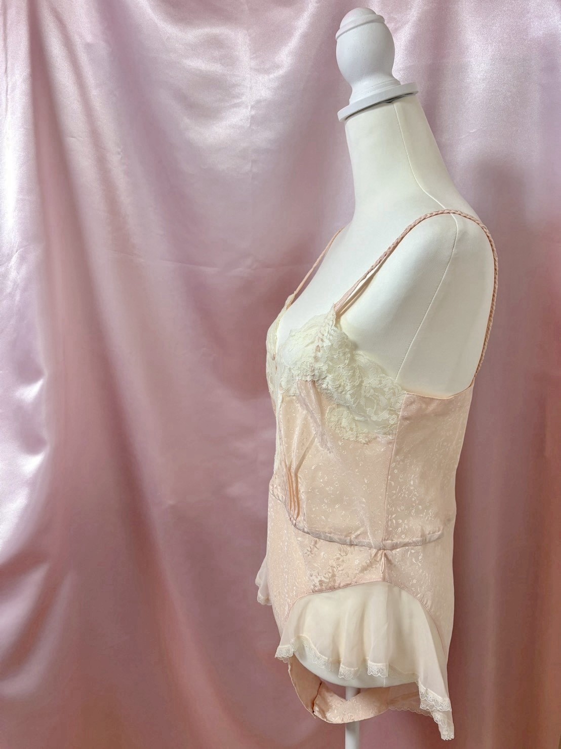 Vintage 1980s Victoria’s Secret Pink Satin Lace Teddy Lingerie Kawaii