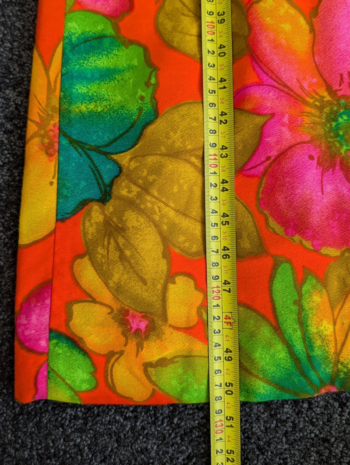 Vtg McInerny By Sydney Hawaiian Dress MuuMuu Maxi Midi Barkcloth Sz XS Day Glo