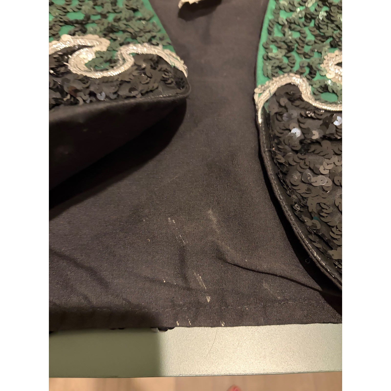 Cheers Etc Inc Vintage Sequin Western Vest Black Green Star Cropped Size 32
