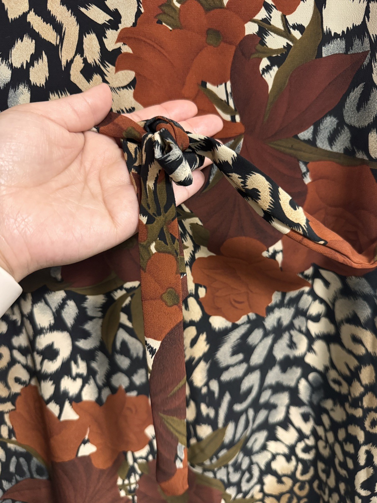 Vintage 90s Grunge Floral Leopard Print Sleeveless Dress Size Medium Made in USA