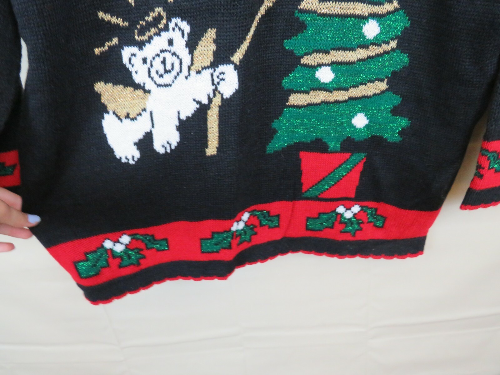 Vintage Holiday Time Ugly Christmas Sweater Teddy angels Size Medium M