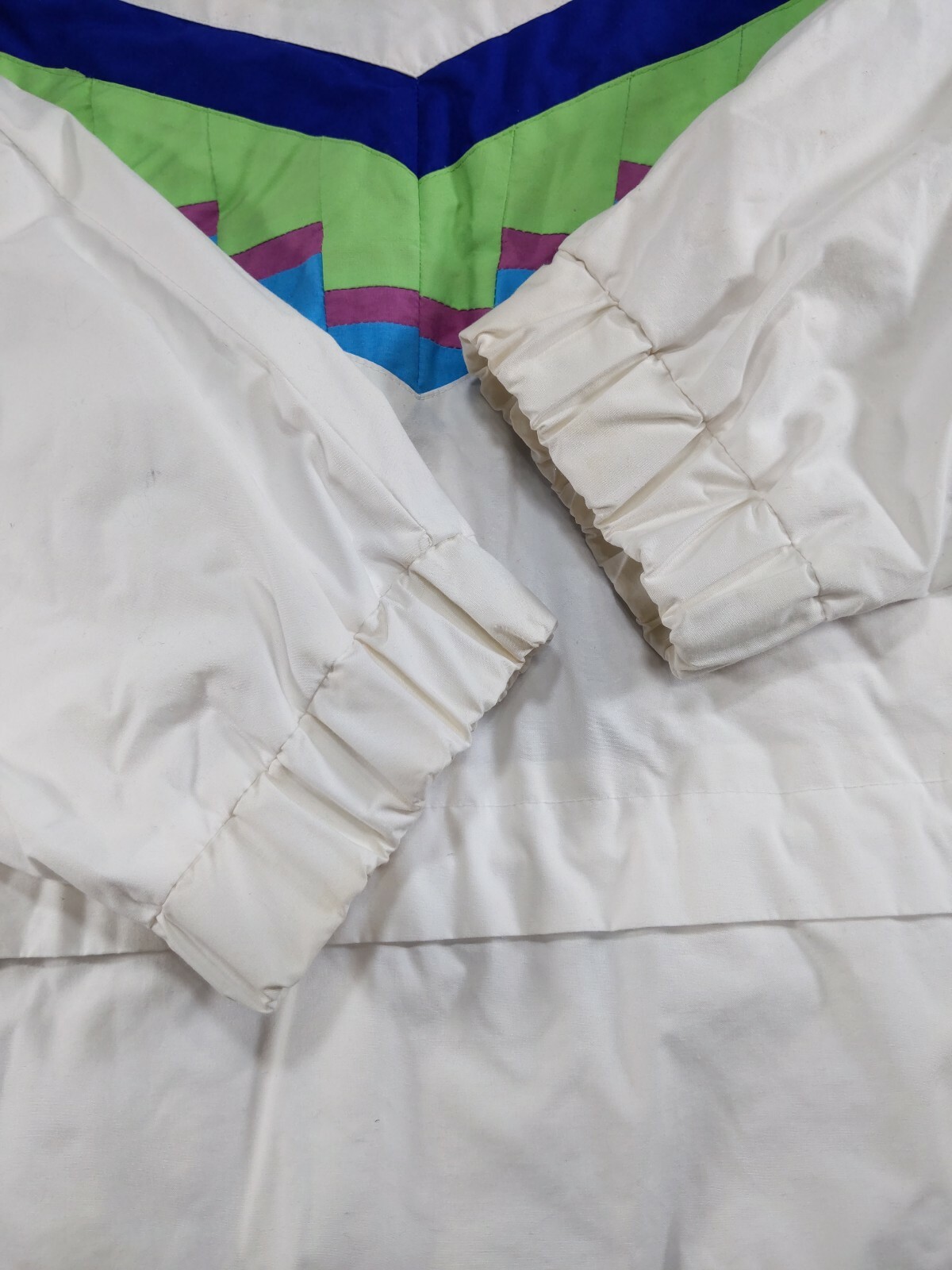 Vtg 80s London Fog Womens L Ski Jacket White Green Purple Aztec look bright colo