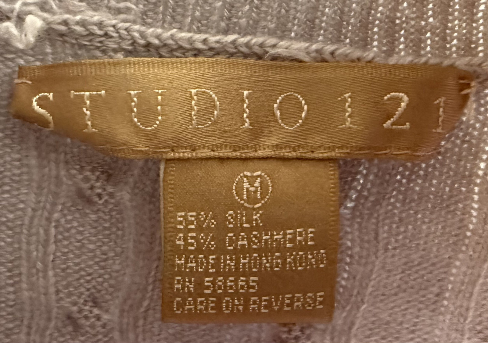 Vintage Studio 121 Gray Silk & Cashmere Cable Knit Turtleneck Sweater Size M