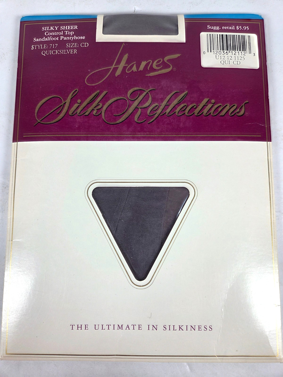 Hanes Silk Reflections Sheer Pantyhose Sz CD Quicksilver CT Sandlefoot #717