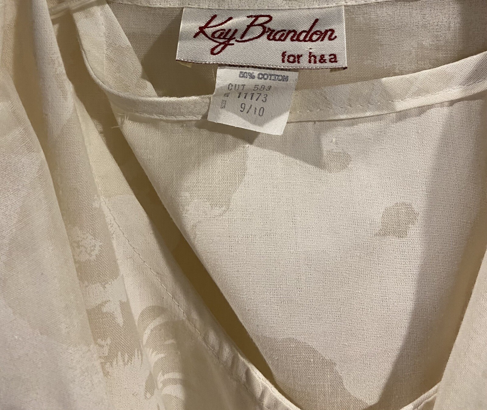 Vintage Kay Brandon Dress 9/10 White Floral Belted With Pockets