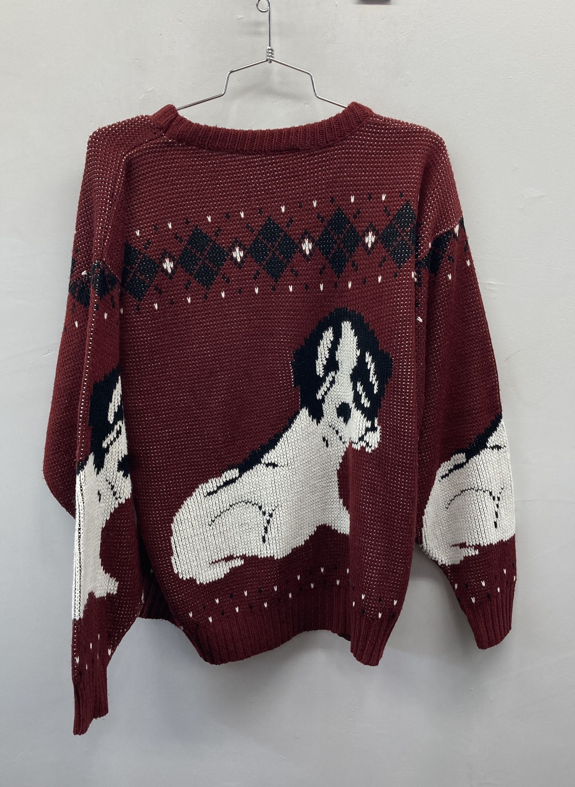 Brittany Brand Women’s Burgundy Scottie Dog Intarsia Sweater USA Size M