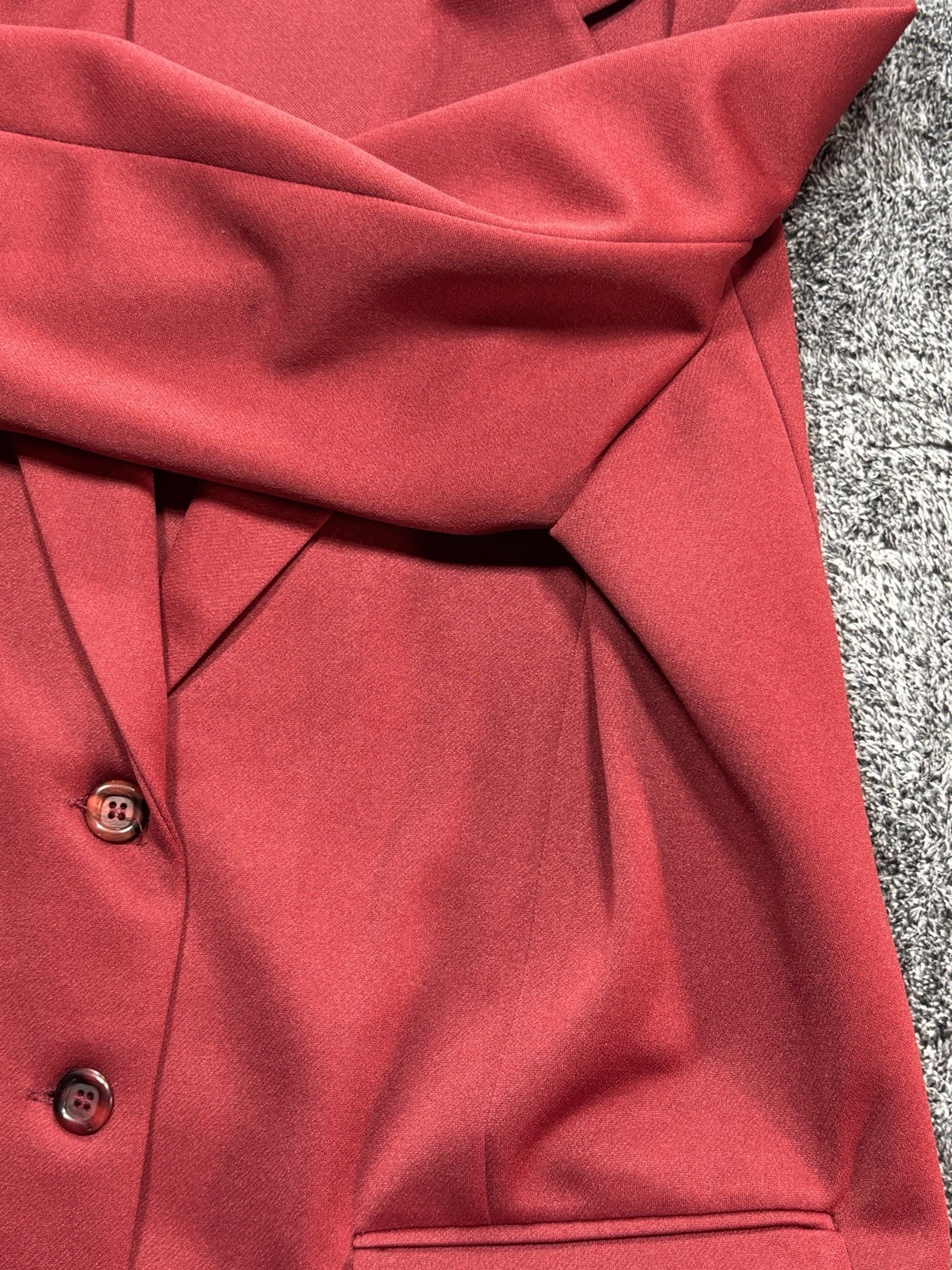 VTG 70s Sears Pants That Fit Suit Set Red Polyester Blazer Trousers Womens 16