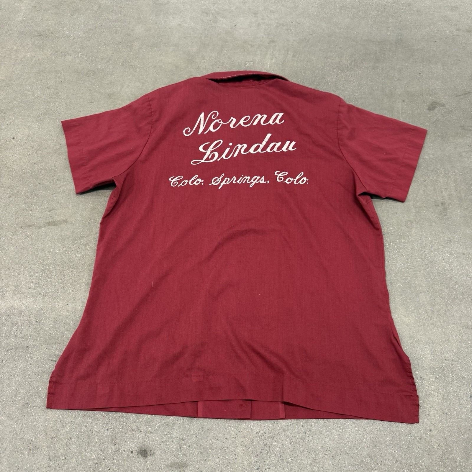 King Louie Vtg Womens Maroon Bowling Shirt Sz 38 1970s Rockabilly Cool Pockets