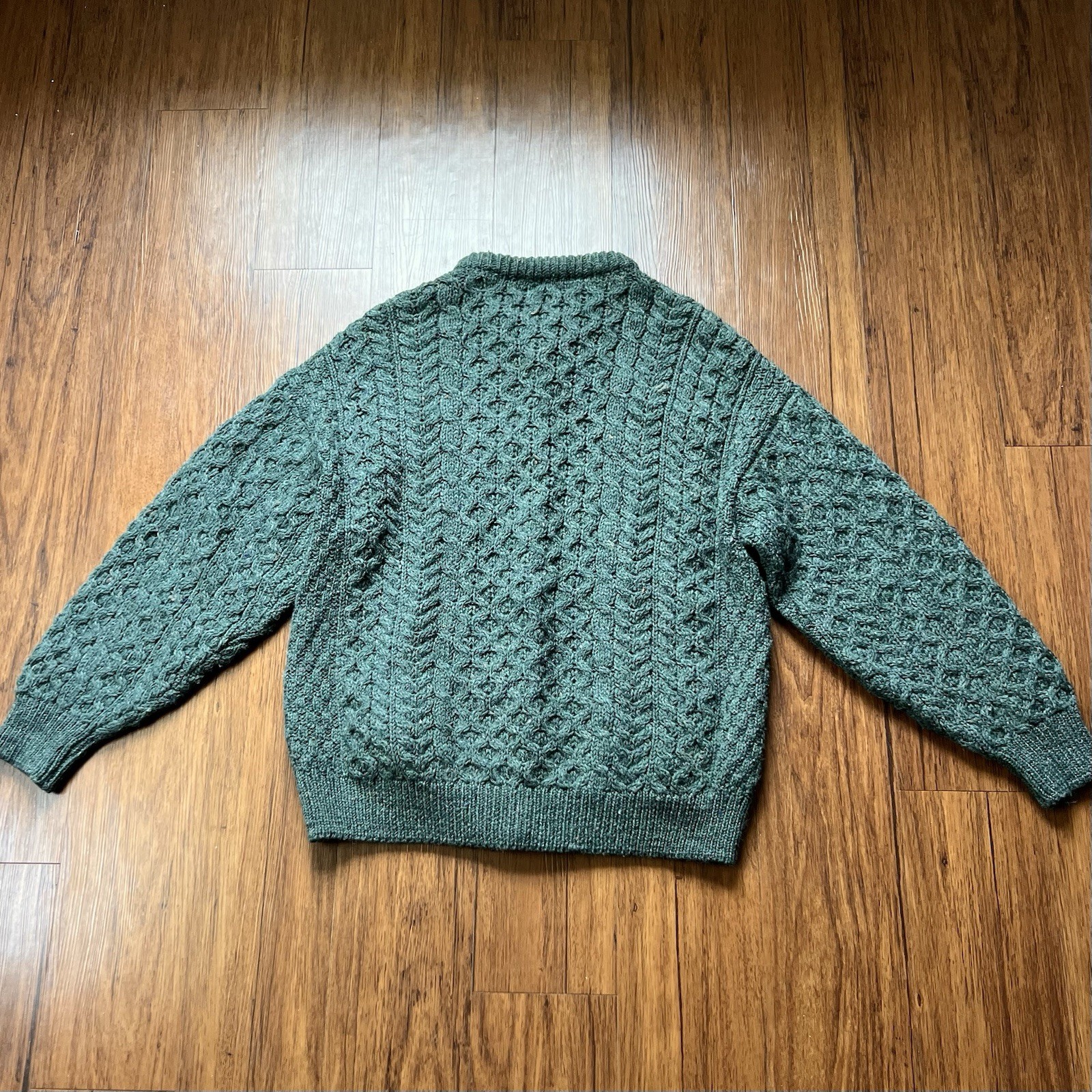 Vintage Avoca Collection Sweater Cardigan Large Green Wool Chunky Button Ireland