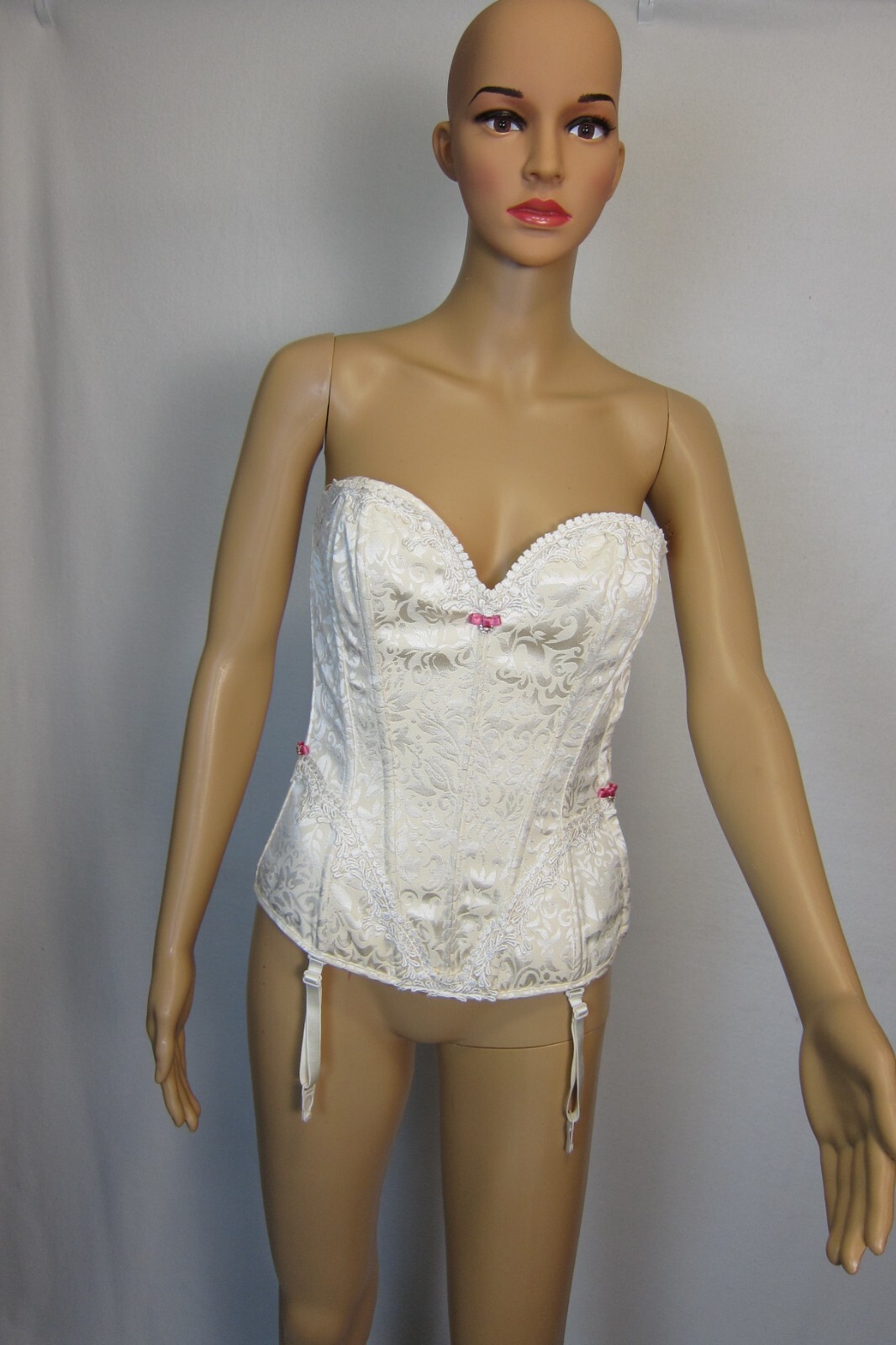 Womens Fredericks of Hollywood Beige Sexy Corset Teddy Garter VTG Size S