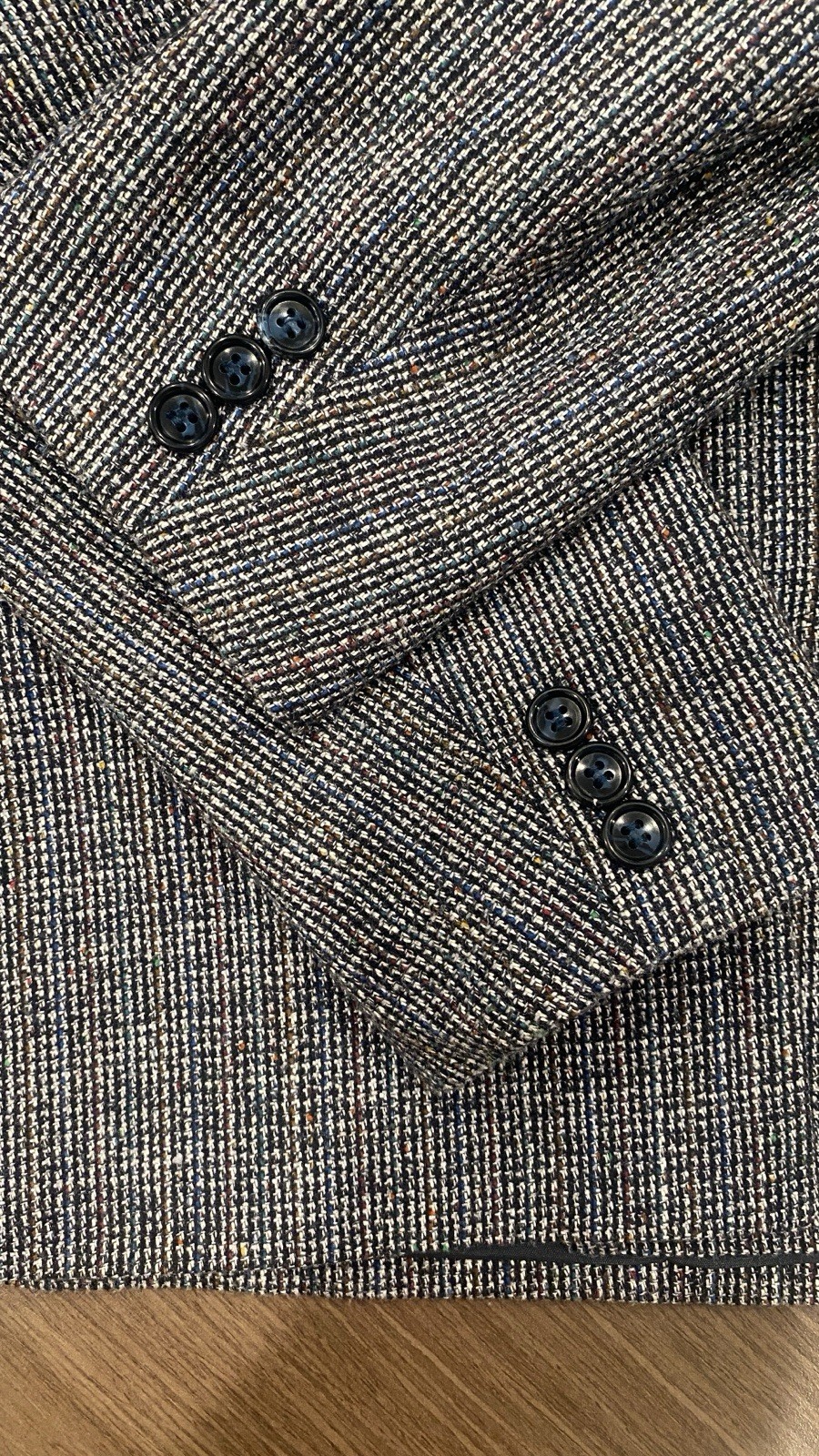 Vtg Barclay Gray Blazer Skirt Suit Multi Color Silk Thread Polyester USA Size 10