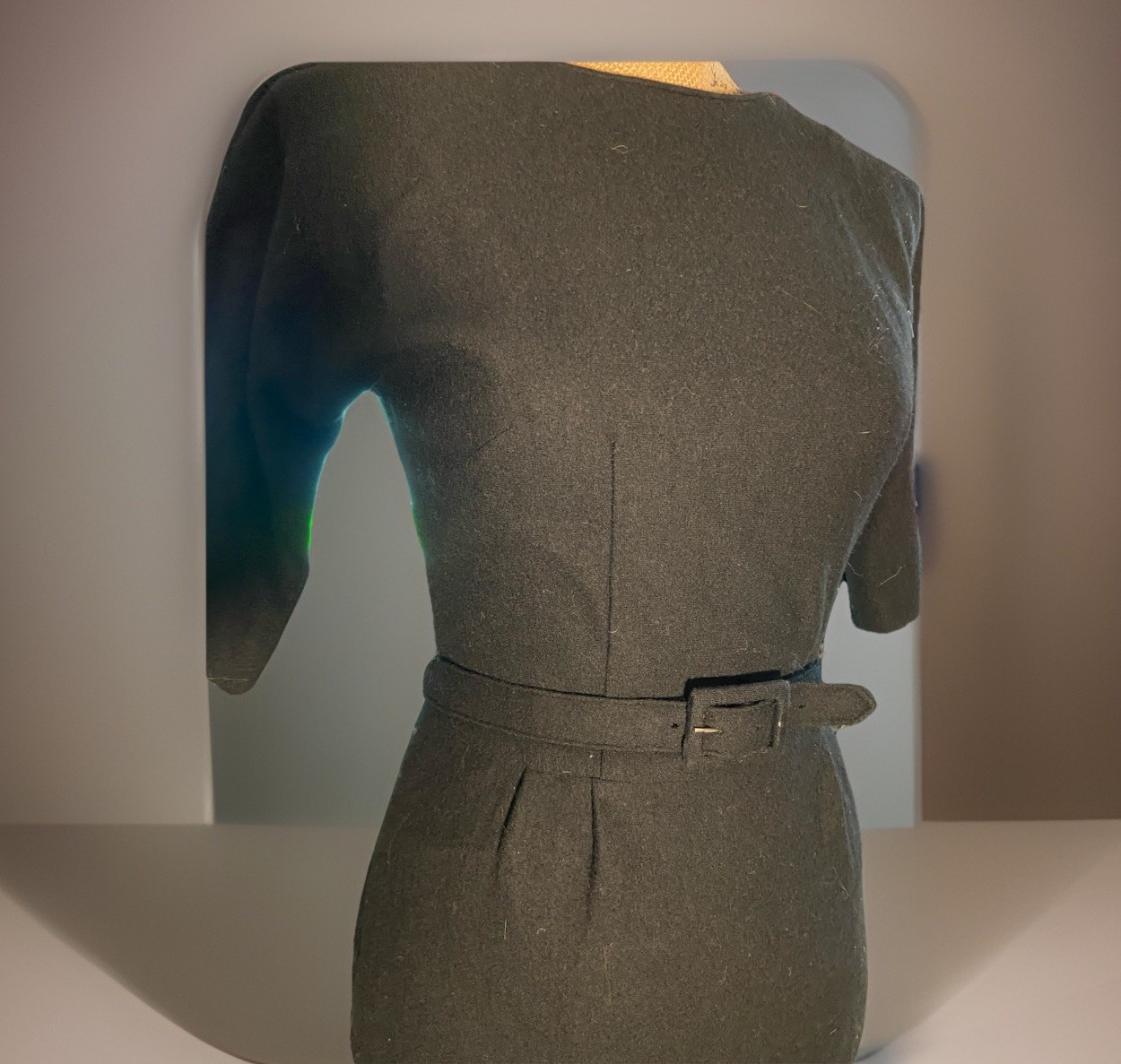 Vintage 1950’s Henry Rosenfield Black Wool Short Sleeve Dress