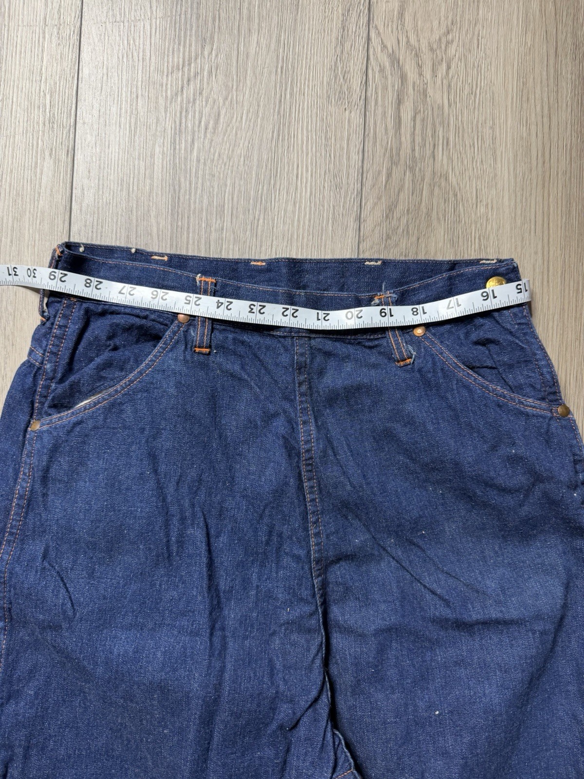 Vintage 60s BLUE BELL Women’s Denim Sanforized Side Zip Jeanies Dark Blue 29×28