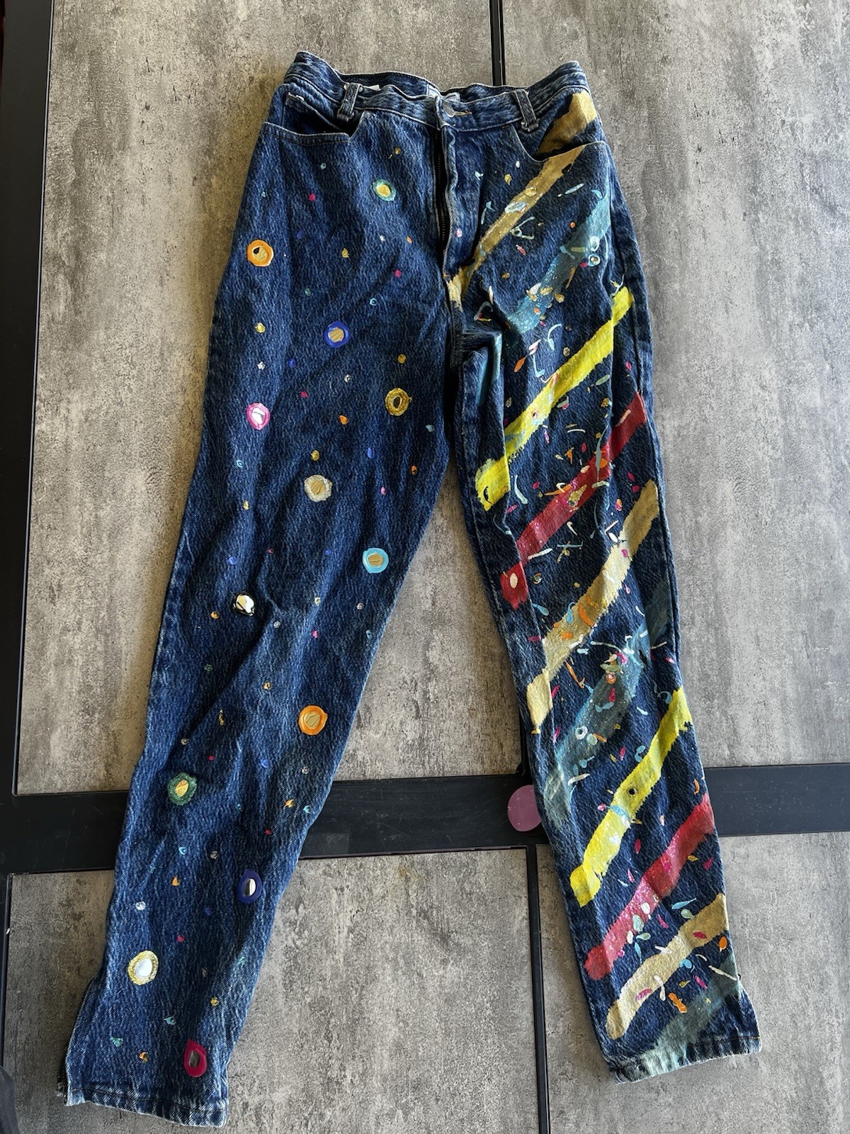 Vintage 90s Women’s Art Boutique Mirrors & Stripes Palmetto Denim Jeans Size 12