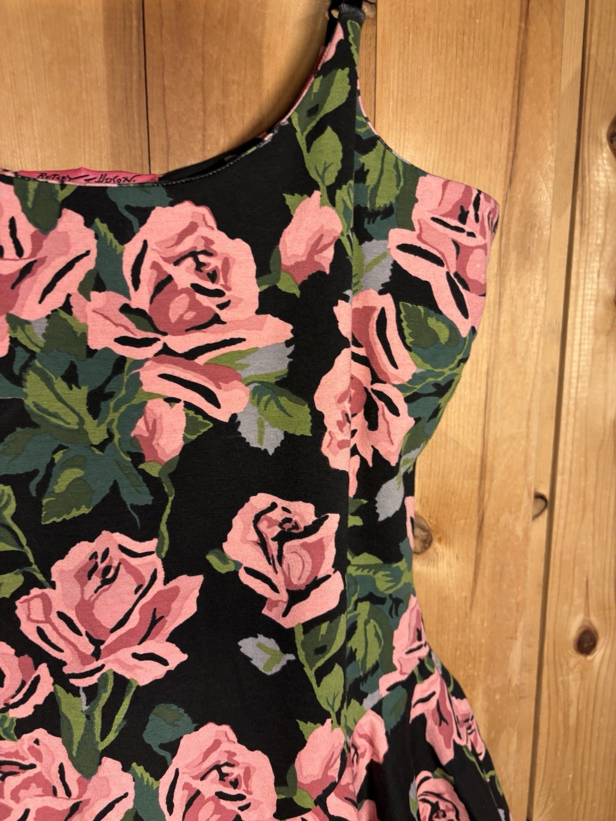 VTG Betsey Johnson Pink Rose Peplum Waist Sz L NWT Sexy Stretchy Body-con 40/34