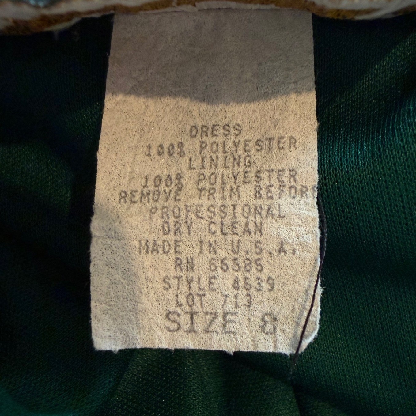 VTG Filigree Ltd Emerald Green Ruched V-Neck Midi Dress 80s Made in USA Size 8