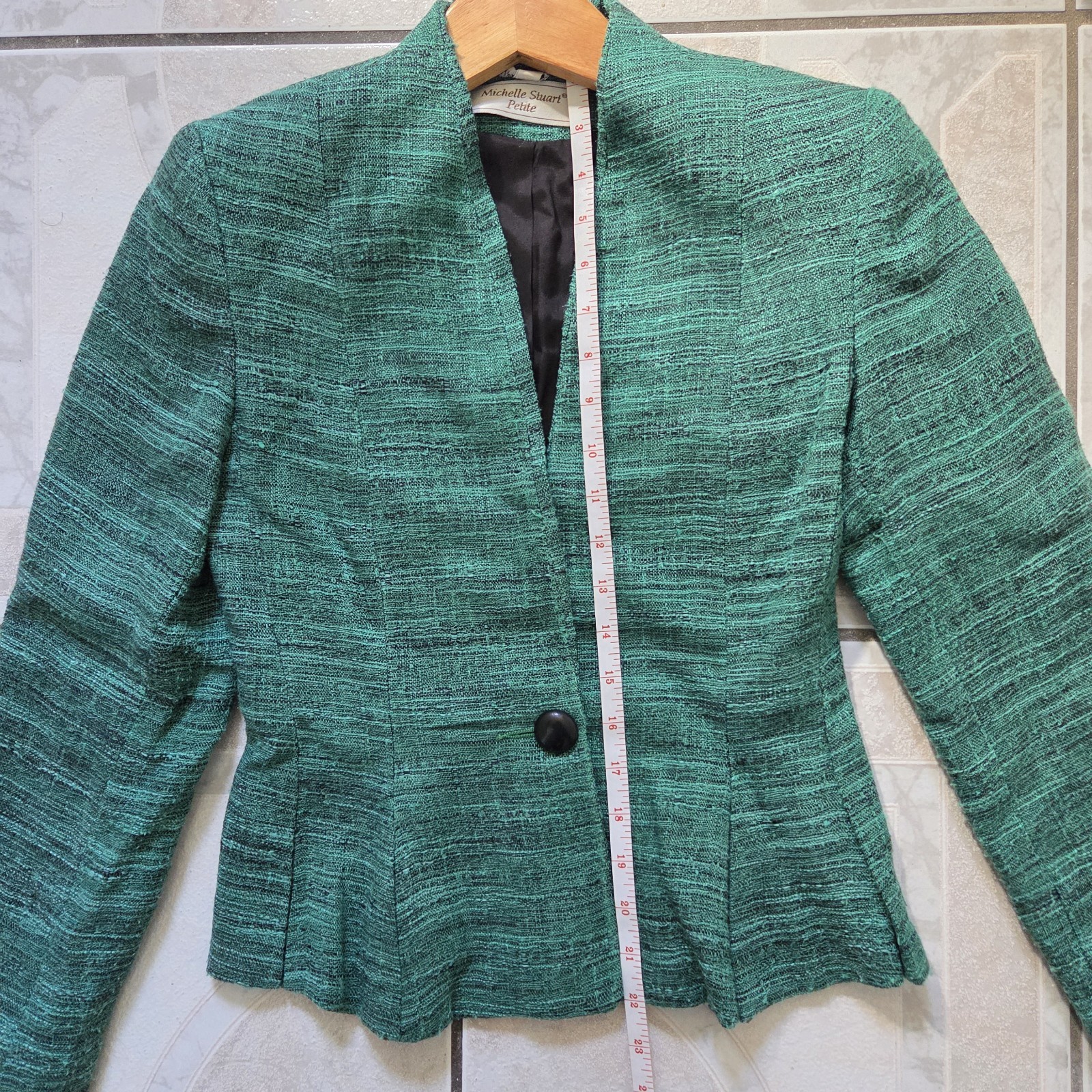 Vintage 80s green 2-piece blazer and skirt set Michelle Stuart Size 2 Petite